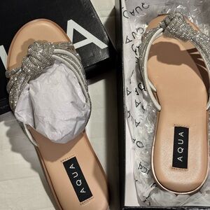 Aqua Women's Rhinestone Silver Sandals